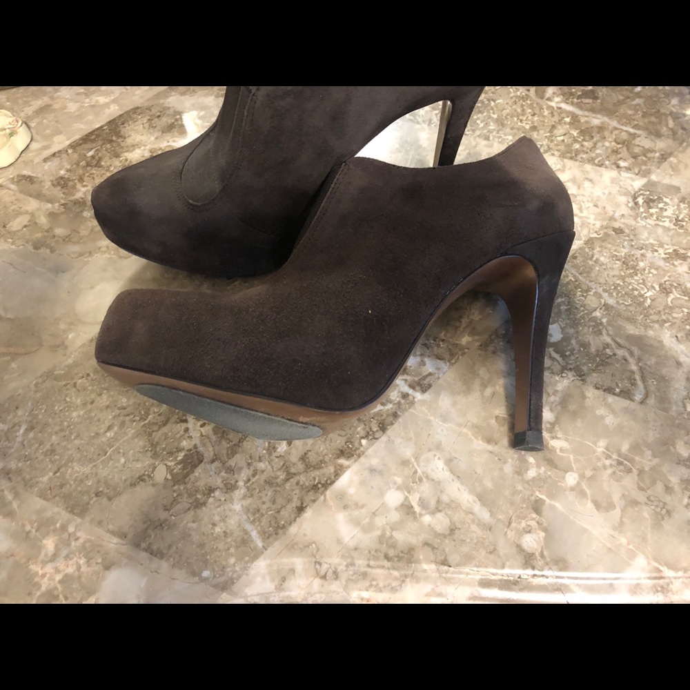 Brown suede ankle booties